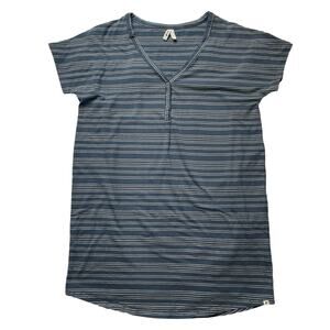 Pact Gray Striped T-Shirt Dress Size Medium Women's Organic Cotton Short Sleeves